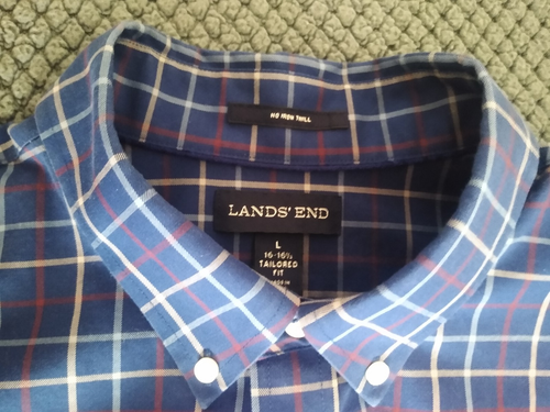 Land End no iron twill button down shirt mens tailored fit size 16-16.5 Large - Picture 5 of 16