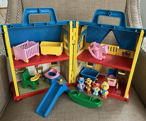 Juego de juegos y figuras vintage Illco Plaza Sésamo para casa de juegos accesorios de muebles