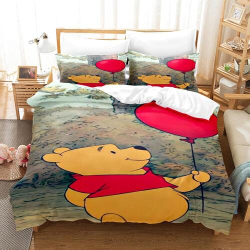 Winnie Pooh Bedding Set 2Pcs 3Pcs Quilt Duvet Cover Single Double King Size &1 - Picture 13 of 24