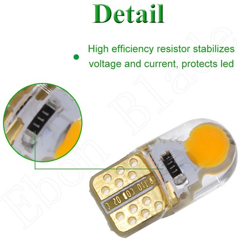 10 x Amber Orange Yellow T10 W5W COB 2 SMD Silicone LED Light Bulb Lamp For Cars - Picture 5 of 7