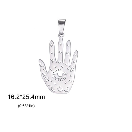 5 piezas Dijes Hamsa Dijes Hamsa Colgante de Acero Inoxidable para Collar Pendientes Amuleto - Imagen 10 de 14