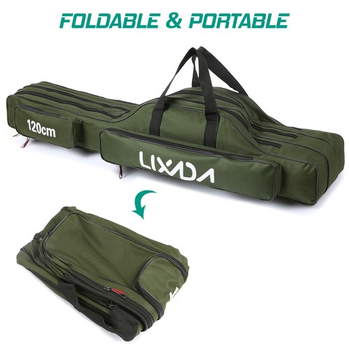 Lixada 3 Layers Fishing Pole Bag  Portable Folding Rod Carry Case Storage Bag - Picture 51 of 108
