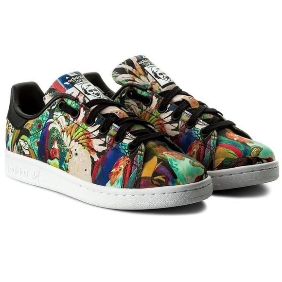 NEW ADIDAS WOMENS STAN SMITH THE FARM TROPICAL BIRDS SNEAKERS TRAINERS SHOES-7.5 NEW ADIDAS WOMENS STAN SMITH THE FARM TROPICAL BIRDS SNEAKERS TRAINERS SHOES-7.5
