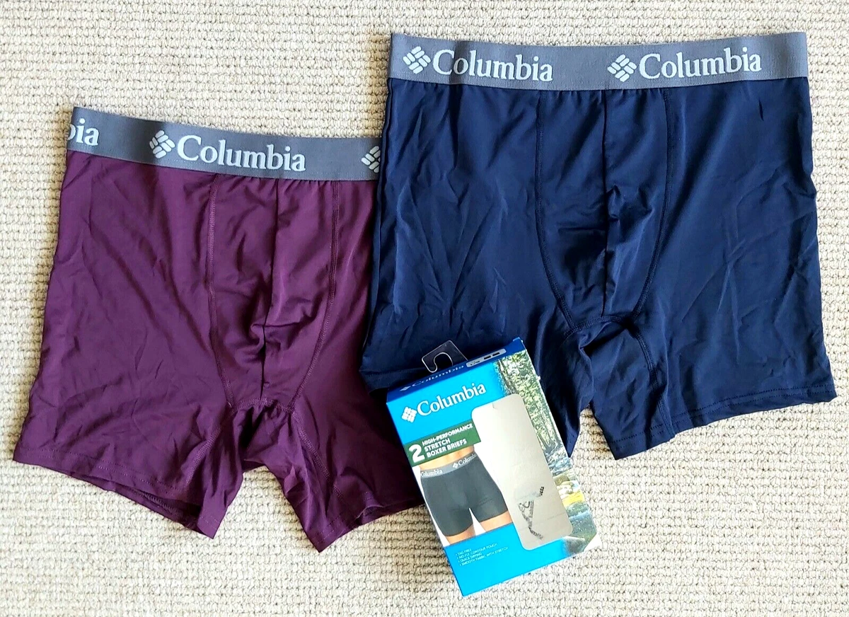 2 Pairs LARGE 36-38 COLUMBIA HIGH STRETCH Navy u0026 Wine Boxer Briefs Trunks  box6 8718935125119 | eBay