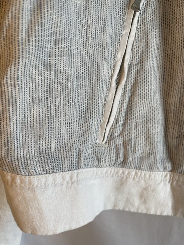 NWT Lou & Grey XL 100% Linen Side Zip Striped Cropped Moto Jacket White Gray - Picture 5 of 13