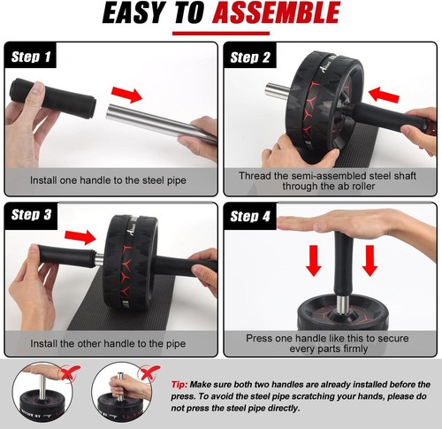Ab Roller Wheel, Abs Workout Equipment For Abdominal And Core Strength Training, - Picture 6 of 12