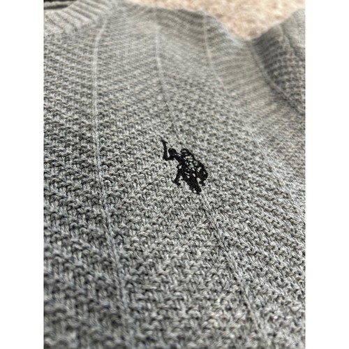 U.S. Polo Assn. Sweater Crew Neck Herringbone Knit Pullover Gray XL - Picture 5 of 9