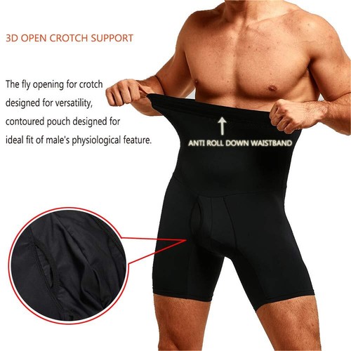 Mens Compression High Waist Boxer Shorts Tummy Sauna Body Shaper Girdle Pants US - Picture 9 of 14