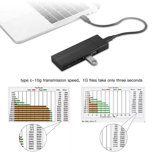 10Gbps M.2 NVME SATA Mobile External SSD Adapter Case USB 3.2 Gen2 Hub,Black - Picture 8 of 15
