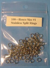 Lot of 100 Rosco Size 1 Stainless Steel Split Rings Made in USA Dimension Below