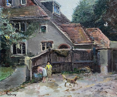 John Gilroy (1898-1985) ENCANTADORA PINTURA AL ÓLEO PAISAJE RURAL DE PRINCIPIOS DEL SIGLO XX - Imagen 3 de 12