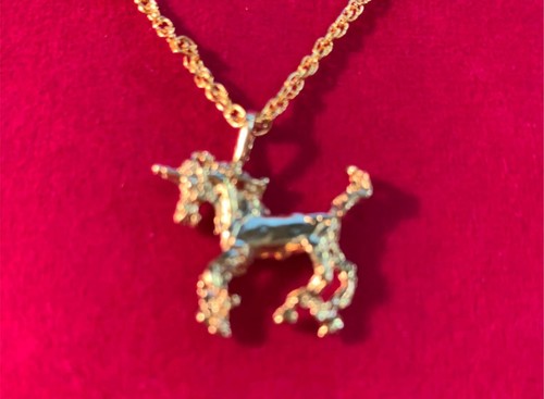 14KT Placcato Oro Unicorno Ciondolo & 61cm14KT Corda Catenina- 2008 - Foto 3 di 4
