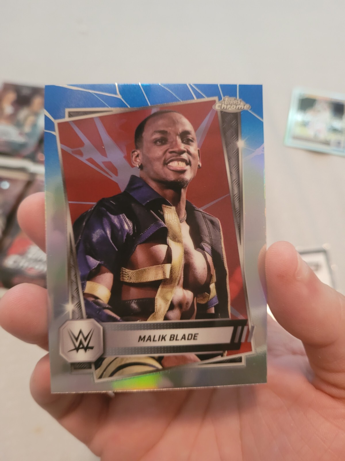 2025 TOPPS CHROME WWE MALIK BLADE RED AND BLUE REFRACTOR #167