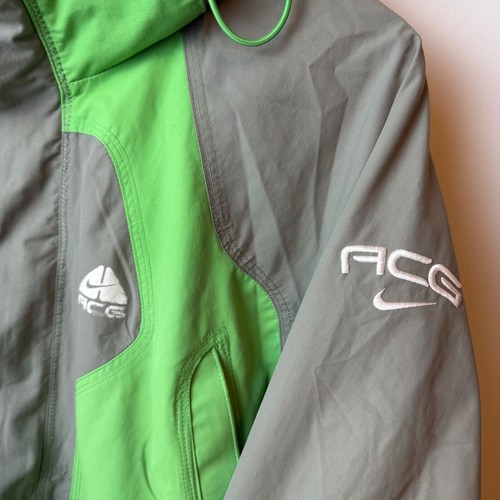 Vintage Nike ACG Jacket Outer Layer 3 L Jacket Storable Hood Gray Green Gorpcore - Picture 3 of 16
