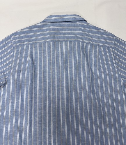 Camisa Daniel Cremieux Hombres Botón Grande Mezcla de Lino Manga Corta Bolsillo Azul $85 - Imagen 8 de 8