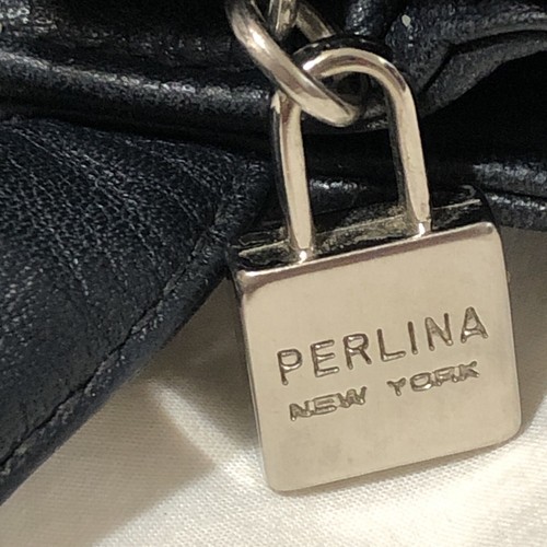 Vintage Perlina Blau Leder Handtasche NY Designer Schulter/Handtasche Medium - Bild 4 von 14