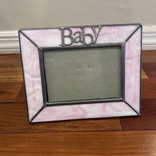 Stained Glass Pink Girl Baby Picture Frame 6  X7 1/2  Takes 5 X3  Photo