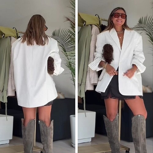 Zara Relaxed Oversized Nadelstreifen Blazer Gr. XS/S Blogger Favorit weiß/grau - Bild 3 von 15