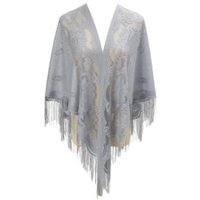 Shawl Wraps for Women Nylon Hollow Solid Color Breathable Tassel Triangle Scarf