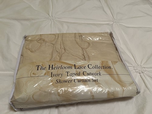 The Heirloom Lace Collection Ivory Lace Shower Curtain Panel & Valance Set - Picture 2 of 3
