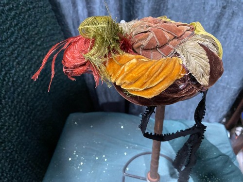 Antique Handmade Victorian Velvet Doll Hat Circa 1880's - Picture 5 of 9