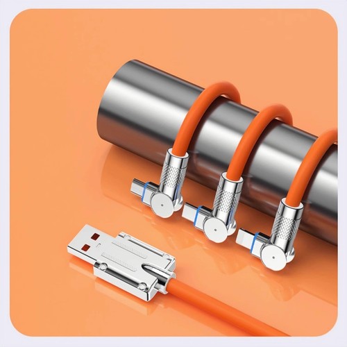 Orange 3 in 1 USB Data Cable 120w Fast Charge 180 Degree Rotation Geeks Cable - 第 6/18 張圖片