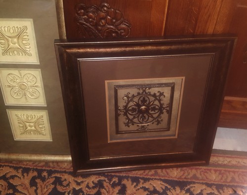 Kohl's Antiqued Gold Framed Double Matted Geometric Plaque 20" Square Picture - Picture 6 of 6