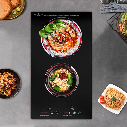 2 Burners Electric Cooking Stove Ceramic Cooktop Touch Control 1500W 140-482??F - Bild 4 von 22