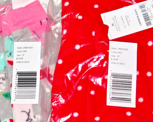 NEW Carters Footed Pajamas 3T Girls 3 Toddler Cat Deer Bird Twins Pjs One Piece - Picture 4 of 12