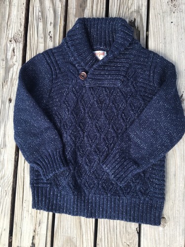 Cat&Jack Navy Blue Shawl Collar Sweater Button Knit Cotton Blend Size 2T Toddler - Picture 1 of 11