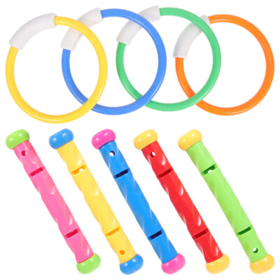 #ad 9 Pcs Diving Play Set Pool Toys for Toddler Swim Through Rings Child