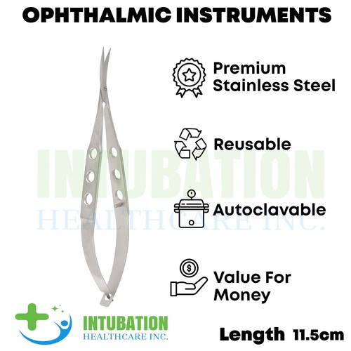 Castroviejo Scissors Curved 14 mm Sharp Stainless Steel Surgical Instrument - Picture 5 of 5