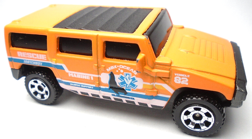 2019 MATCHBOX HUMMER H2 CONCEPT MARINE 1 RESCUE ORANGE 1:72 DIECAST 2 5/8" SUV - Picture 2 of 6
