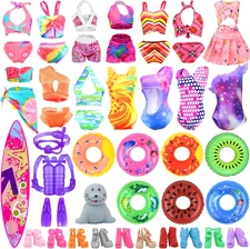 15-Piece Doll Pool Accessories Set for 11.5" Dolls - Swimsuits, Floaties, Toys