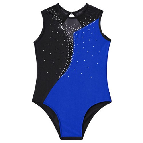 Kinder Mädchen Gymnastik Trikot glänzend ärmellos Ballett Tanz Body Kostüme - Bild 23 von 68