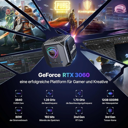 Mini PC Acemagic 4K GAMING Intel i7 12700H RTX 3060 Gráficos 16GB DDR5 1TB SSD - Imagen 4 de 9