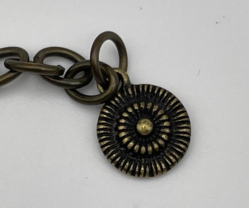 RJ Graziano 17" Faceted Clear Lucite & Open Bronze Tone Metalwork Bead Necklace - Picture 3 of 8