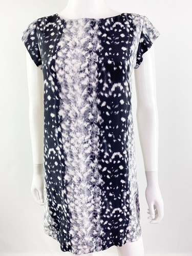 Joie Gray Leopard Print WEAVER Dress Size XS Gray Silk Mini Shift Cocktail Party - Bild 1 von 10