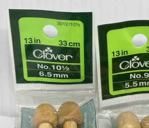 Lot of 3 Larger Premium Bamboo Wood Knitting Needles Takumi Clover No 9 10.5 13 - Picture 2 of 7