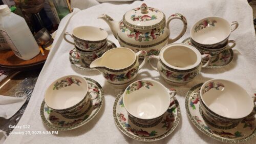 Johnson Brothers Indian Tree Cream Green Key 14 pc Hostess Serving tae set - Picture 2 of 8