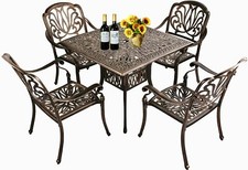 5-Piece Outdoor Patio Dining Set Cast Aluminum Includes 4 Chairs, 1 Square Table