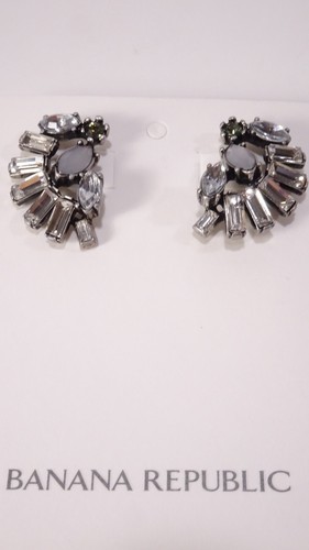 Banana Republic Women's Opal Baguette Crystal Fan Earrings NWT 48 - 第 1/6 張圖片