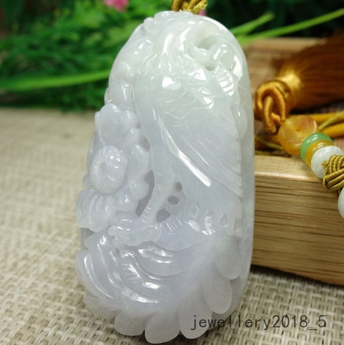 Certified Lavender+Green糯冰种 Burma 100%Natural A jadeite jade Pendant~Phoenix 凤凰 - Picture 8 of 24