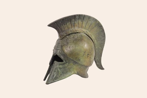 Medieval Greek Corinthian Helmet Engraved Chamois In Metope Ancient Bronze LARP - Picture 6 of 7