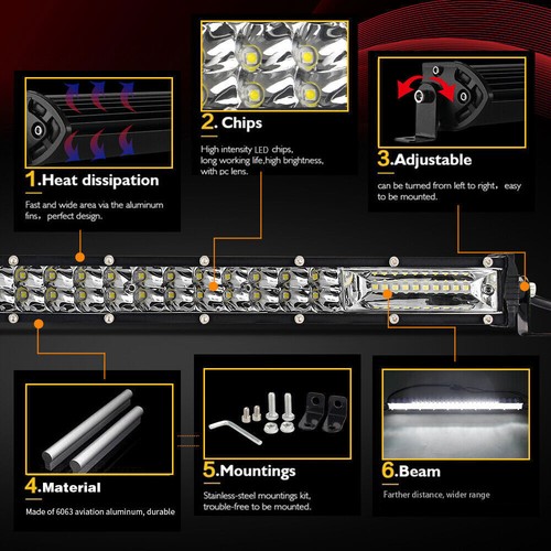 7"14"20"26"32 LED Light Bar Spot Flood Combo Beam for Ford F150 Jeep pickup SUV - Picture 4 of 21