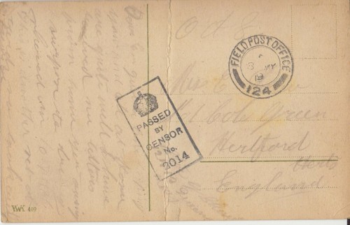 Antike AK Coeln verschickt von Feldpost 124, 1919 an Zensur vorbeigegangen - Bild 2 von 2