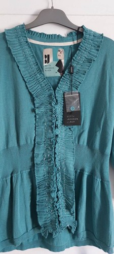 Betty Jackson Teal Knitted Cardigan Size 14 - Picture 4 of 8