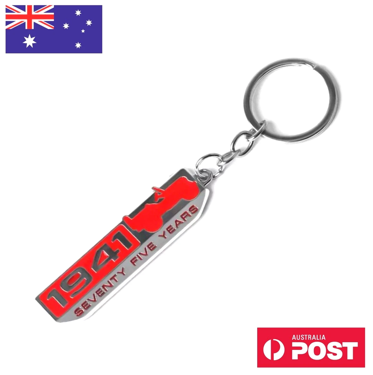 Jeep 1941 Keyring 75 Years Anniversary Keychain Emblem Key Ring Collectable Red
