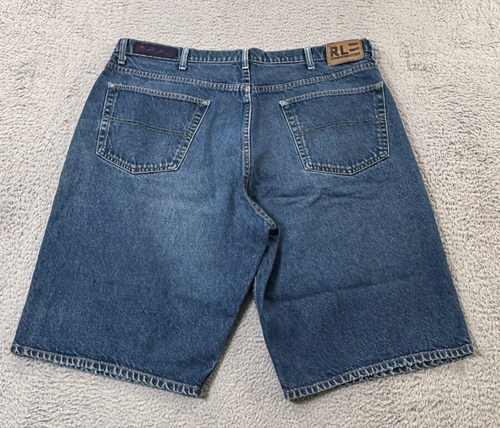 Vintage Polo Jeans Ralph Lauren Banner Denim Shorts Men's 40 Inseam 13" Y2K - Picture 2 of 9