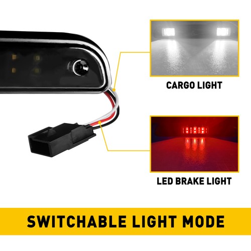 FIT 1994-1996 Ford F150 LED Smoke 3rd Brake Third Light Cargo Light White &Red - Picture 6 of 16